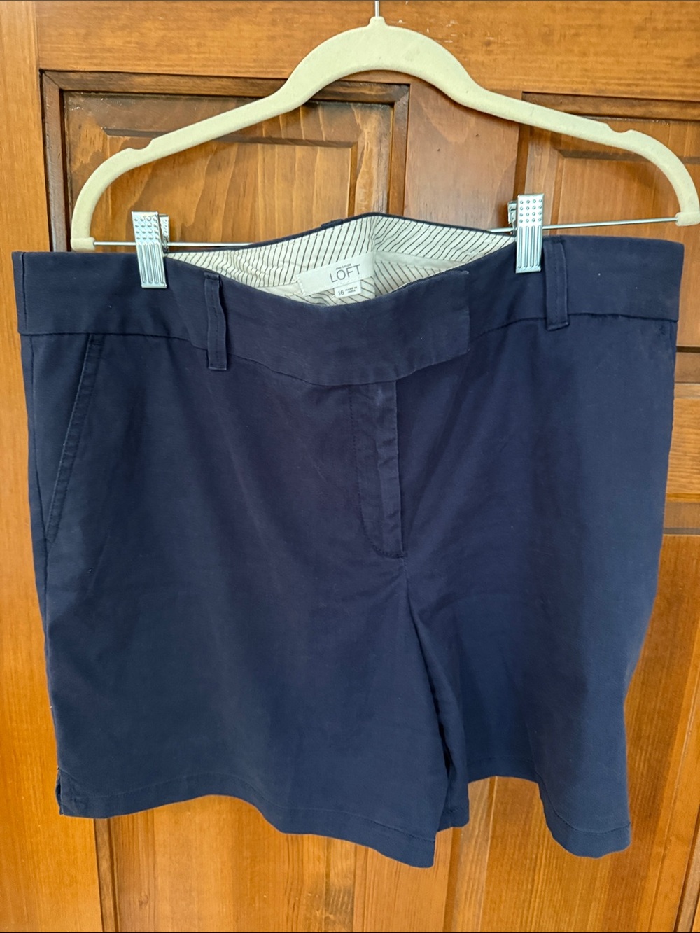 LOFT Navy Women's Chino Bermuda Shorts